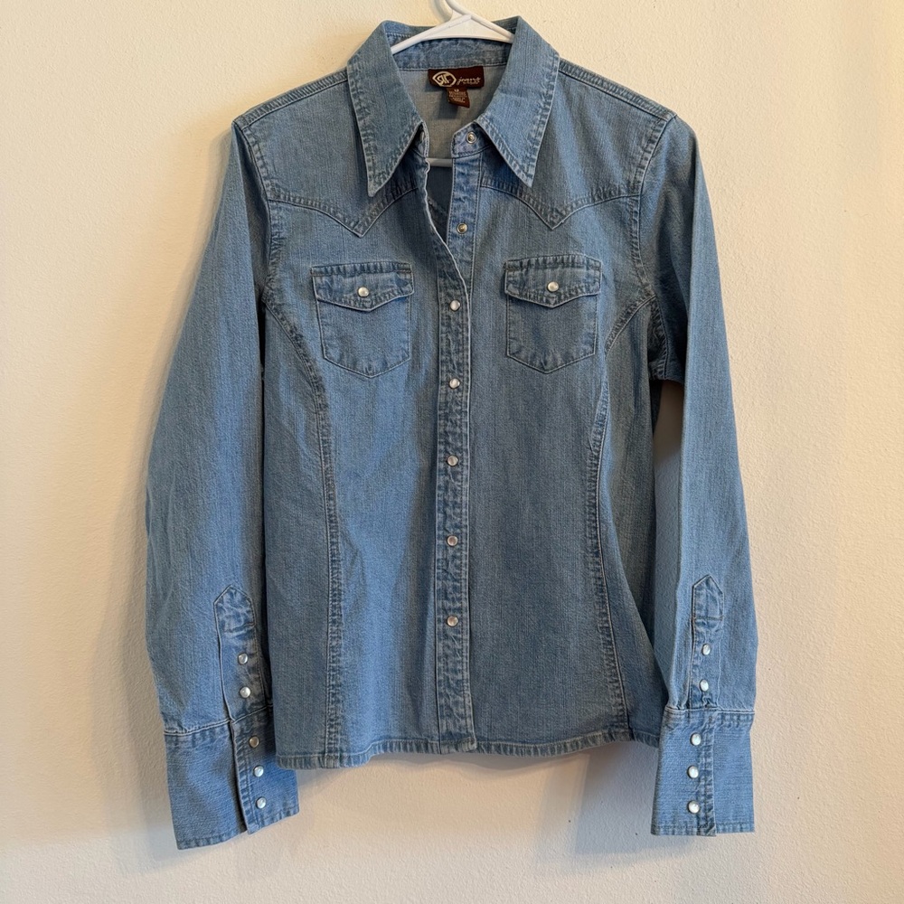 Western Pearl Snap Denim Button Down Shirt